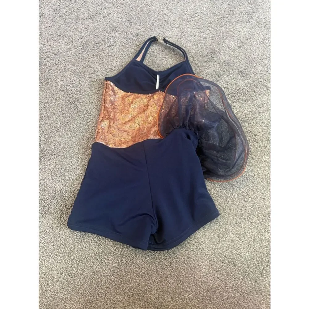 Alexandra Collection Glamorama Halter Biketard Dance Costume Sz 8